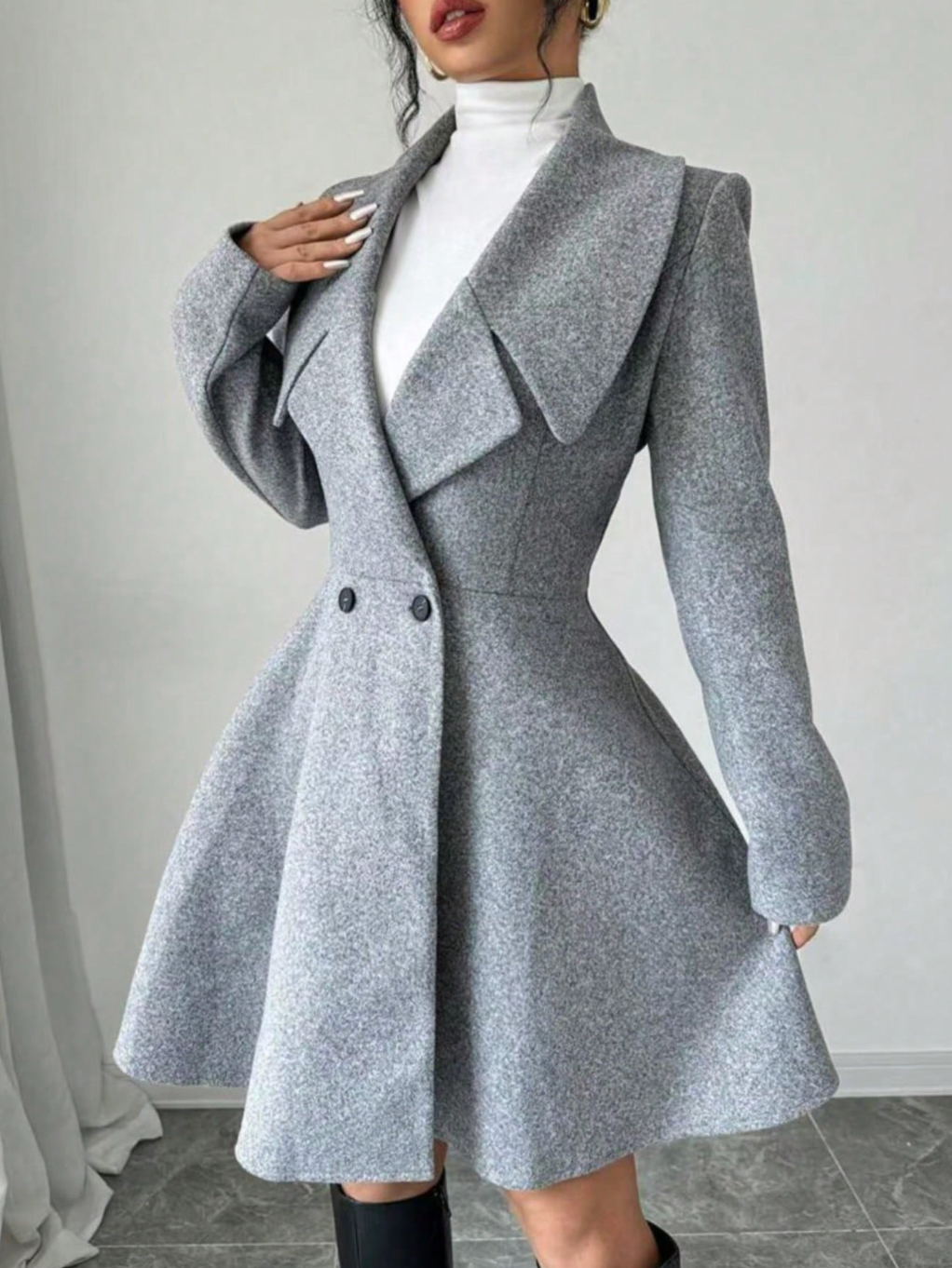 Cappotto Lana Grigio - Donna