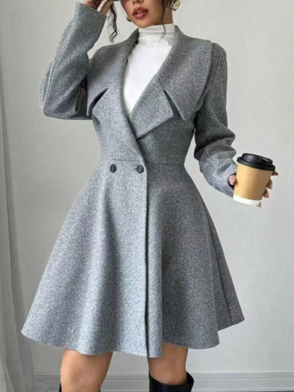 Cappotto Lana Grigio - Donna